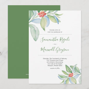 Christmas Wedding Invitation Watercolor Greenery