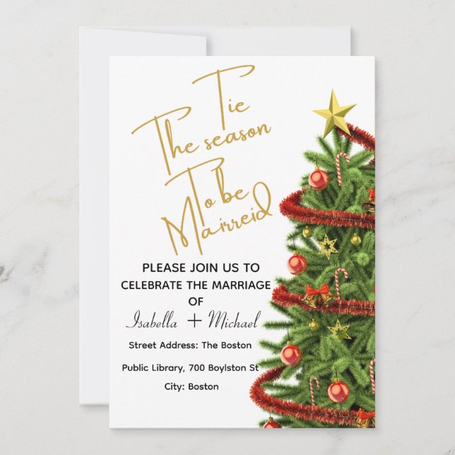 Christmas Wedding Invitation,Winter Wedding Invitation (Front)