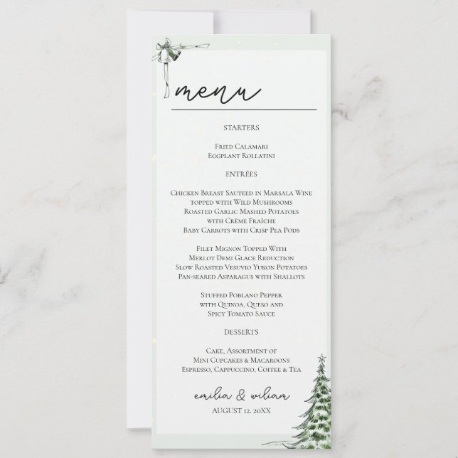 Christmas Wedding Menu Card (Front)