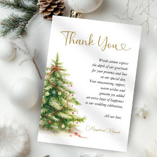 Christmas Wedding Modern Elegant Thank You Card