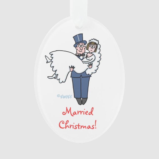 Christmas Wedding Newlyweds Tree Ornament (Front)
