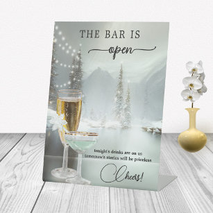 Christmas Wedding Open Bar Tabletop Sign