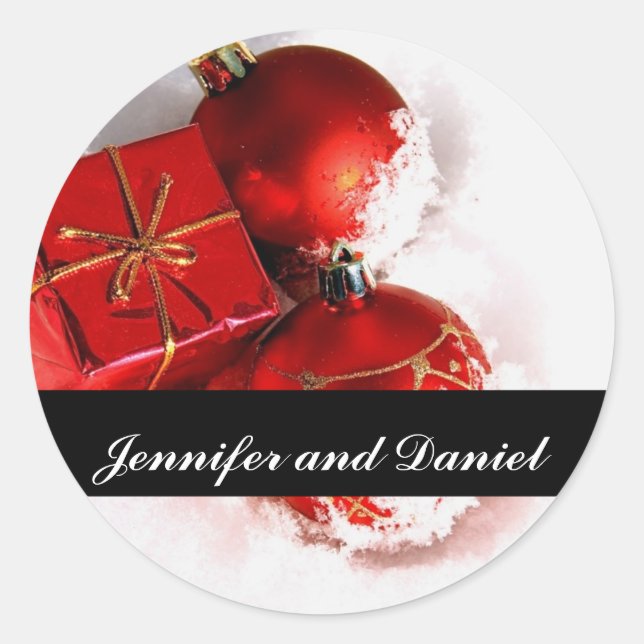 Christmas Wedding Ornament Invitation Seal Sticker (Front)