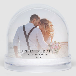 Christmas Wedding Photo Happily Ever After Custom Snowglobe