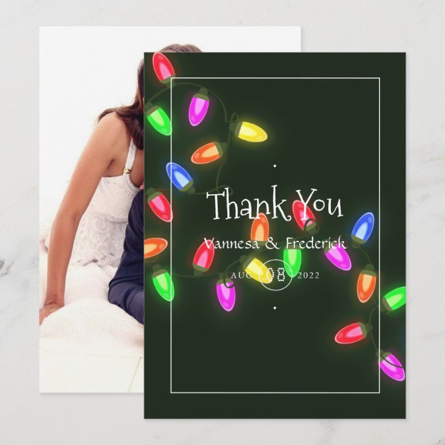 Christmas Wedding Photo Thank You Card (Front/Back)
