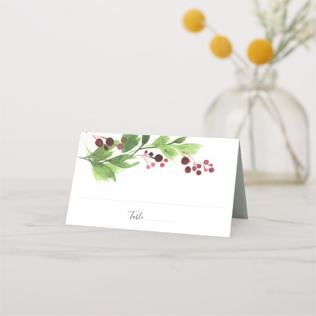 Christmas Wedding Place Card, Escort Card (Front)