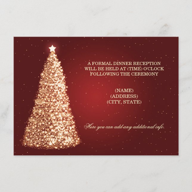 Christmas Wedding Reception Gold Red Enclosure Card (Front)