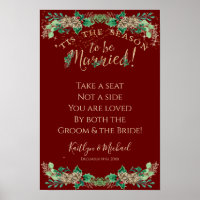 Christmas Wedding Red Gold Foliage Seat not Side