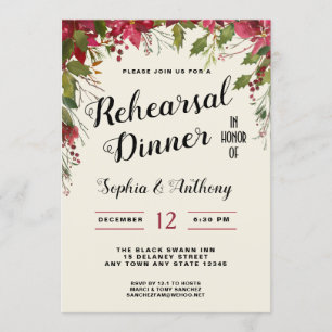 Christmas Wedding Rehearsal Dinner Invitation