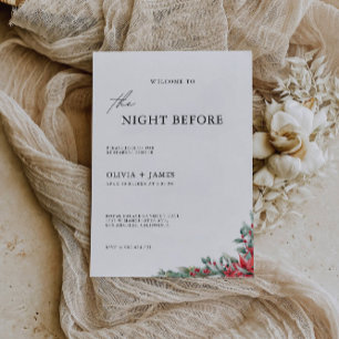 Christmas Wedding Rehearsal Dinner Sign Night,  Invitation