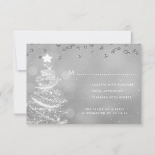 Christmas Wedding RSVP Sparkle Tree Silver