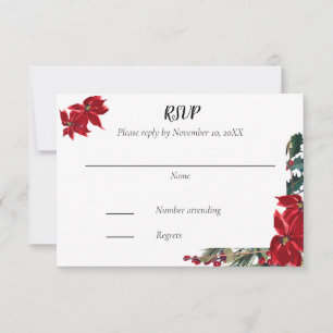 Christmas Wedding RSVP with Poinsettia Frame Card