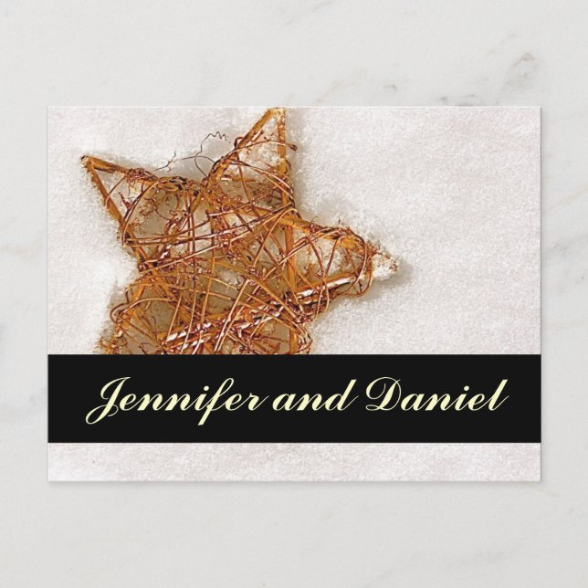 Christmas Wedding Save the Date Snow Star Card (Front)