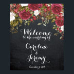 Christmas wedding sign red welcome chalkboard<br><div class="desc">Lovely chalkboard effect background sign with watercolour red and white Christmas florals. A great way to welcome guests to your winter wedding. Change the text/font/text colour to suit you!</div>
