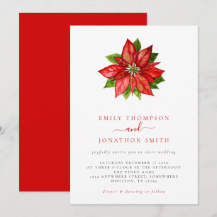 Christmas Wedding Single Red Poinsettia Invitation