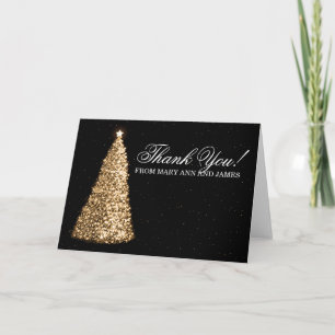 Christmas Wedding "Thank you" Gold Thank You Card