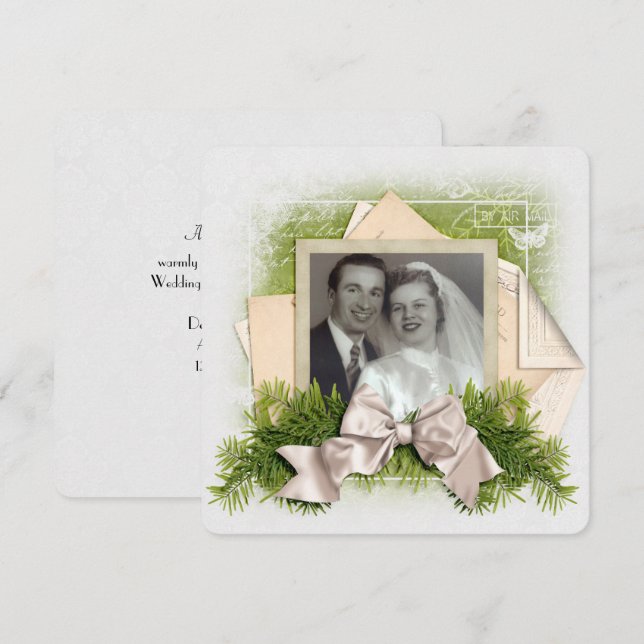 Christmas wedding vow renewal photo frame invitation (Front/Back)