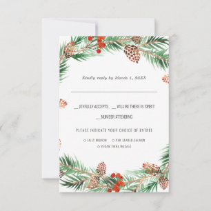 Christmas Wedding   Watercolor RSVP w/Meal Choice