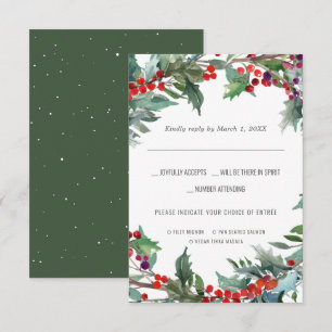 Christmas Wedding   Watercolor RSVP w/Meal Choice