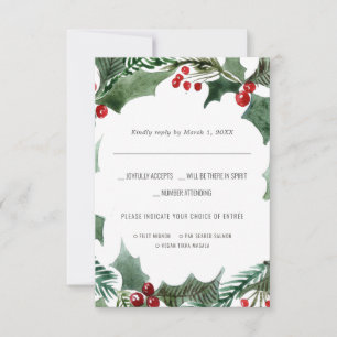 Christmas Wedding   Watercolor RSVP w/Meal Choice