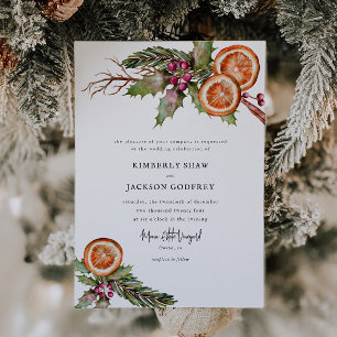 Christmas Wedding   Winter Botanical Invitation
