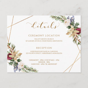 Christmas Wedding Winter Elegant Modern Details Enclosure Card