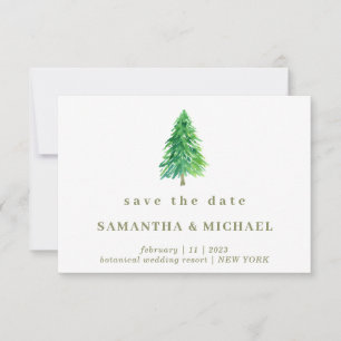 Christmas Wedding Winter Tree Forest Save Date Invitation