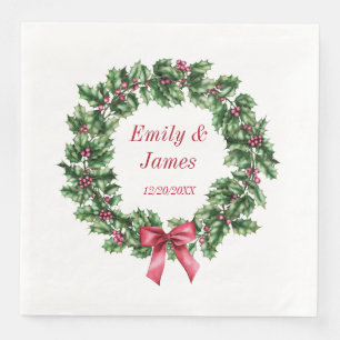Christmas Wedding Wreath Napkin Personalised