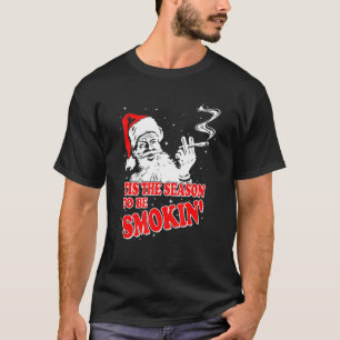 Christmas Weed With Santa Claus Smoking  Weed T-Shirt