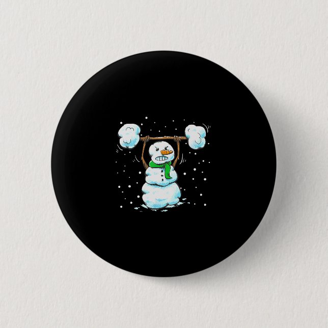 Christmas Weightlifting Snowman Shirt Funny Snowma 6 Cm Round Badge (Front)