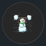 Christmas Weightlifting Snowman Shirt Funny Snowma Classic Round Sticker<br><div class="desc">Christmas Weightlifting Snowman Shirt Funny Snowman Gym</div>