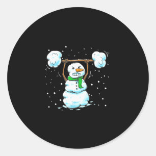 Christmas Weightlifting Snowman Shirt Funny Snowma Classic Round Sticker