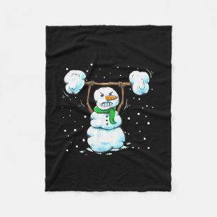 Christmas Weightlifting Snowman Shirt Funny Snowma Fleece Blanket