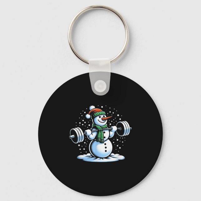 Christmas Weightlifting Snowman Winter Snowflake G Key Ring (Front)