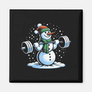 Christmas Weightlifting Snowman Winter Snowflake G Magnet