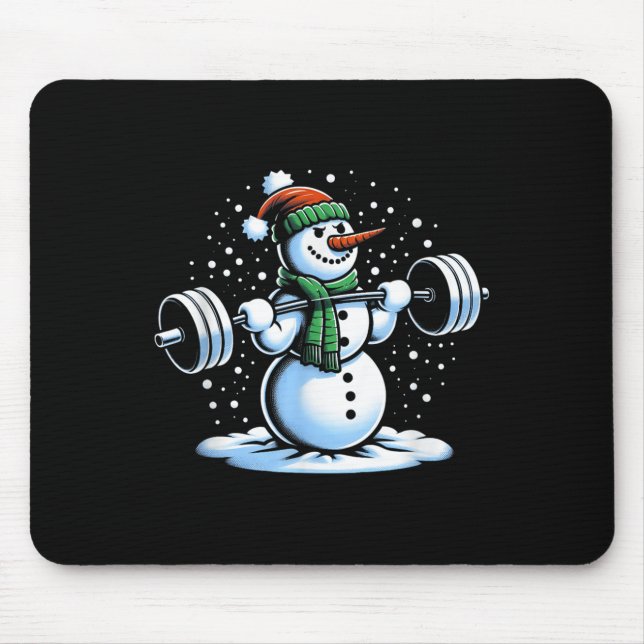 Christmas Weightlifting Snowman Winter Snowflake G Mouse Mat (Front)