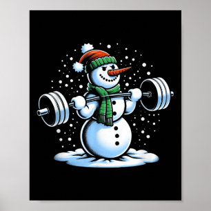 Christmas Weightlifting Snowman Winter Snowflake G Poster