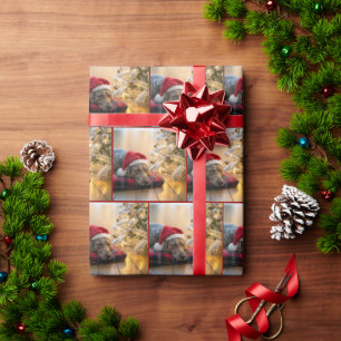 Christmas Weimaraner Dog By a Tree Wrapping Paper