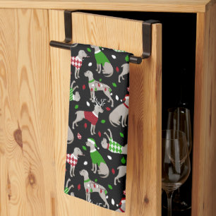 Christmas Weimaraner Dog Tea Towel