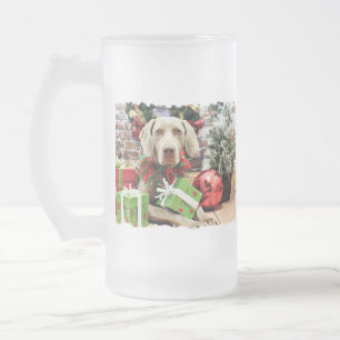 Christmas - Weimaraner - Lucy Frosted Glass Beer Mug