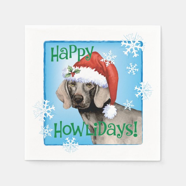 Christmas Weimaraner Napkins (Front)