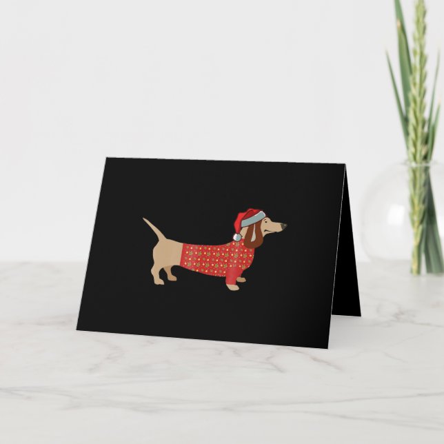 Christmas Weiner Dachshund Doxie In Dog Holiday Card (Front)