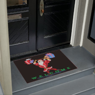 Christmas Welcome Doormat Santa with Gifts For You