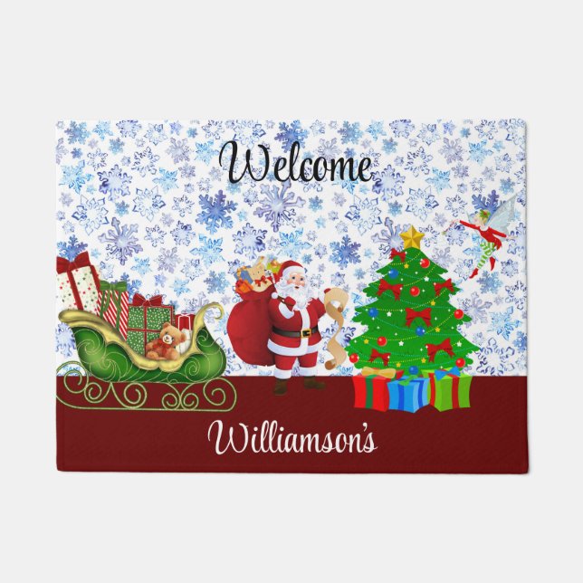 Christmas Welcome Santa Is Making His List Doormat (Front)