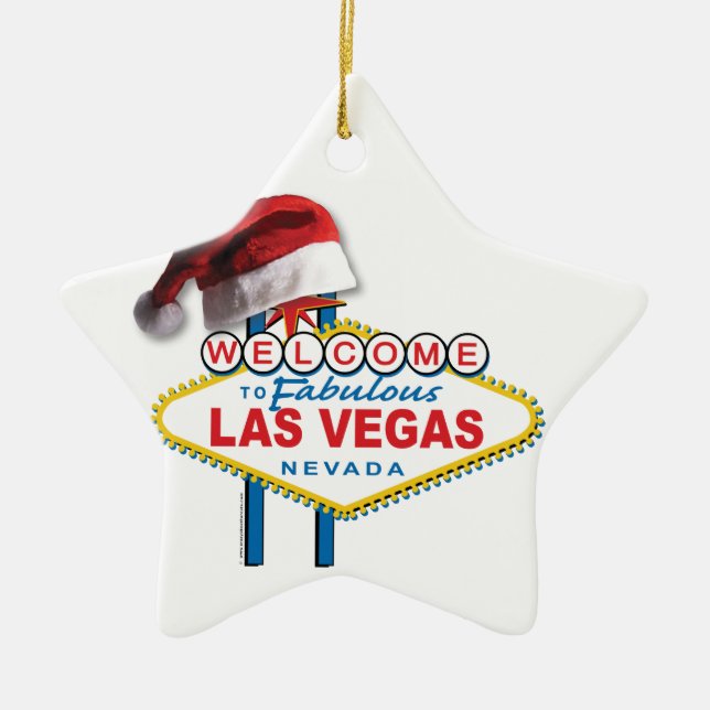 Christmas Welcome to Las Vegas Sign Ceramic Tree Decoration (Front)