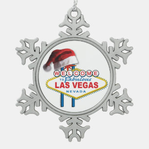 Christmas Welcome to Las Vegas Sign Snowflake Pewter Christmas Ornament