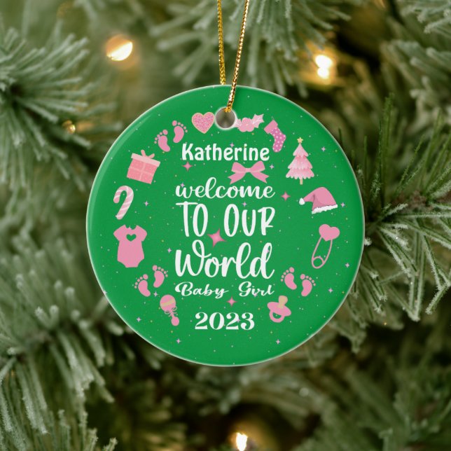 Christmas Welcome to Our World Baby Girl Ceramic Tree Decoration (Tree)