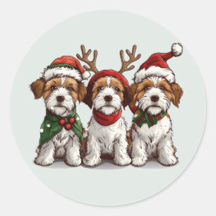 Christmas Welsh Wire Fox Terrier Dogs Classic Round Sticker