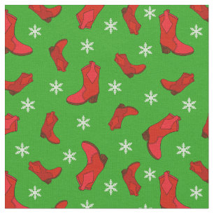 Christmas Western Cowboy Boots in Red and Green Fabric