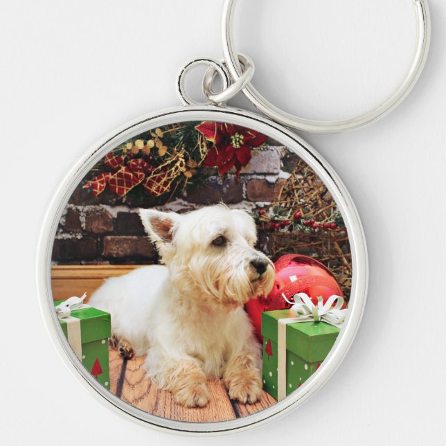 Christmas - Westie - Callie Key Ring (Front)